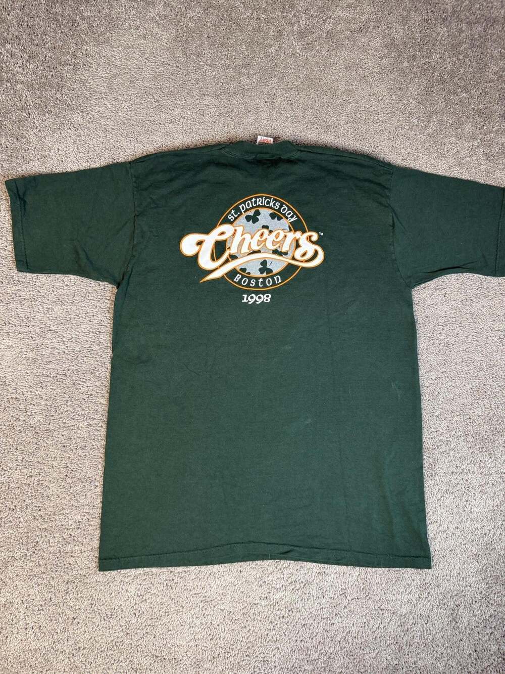 Vintage Cheers Boston Shirt Mens XL Green 1998 Crew Neck Short Sleeve FOTL 90s